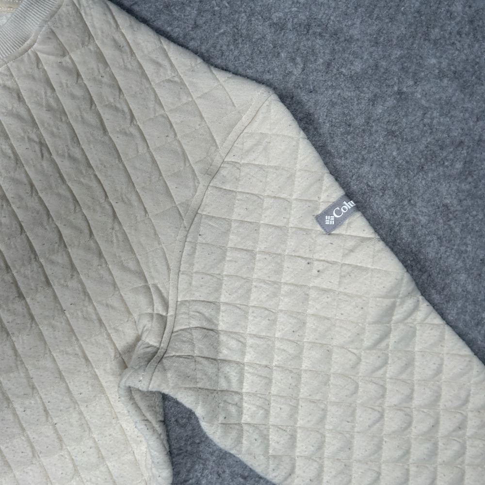 Columbia Sweatshirt Womens XL Cream Quilted Crewneck Pullover‎ Outdoor Casual - Picture 9 of 15